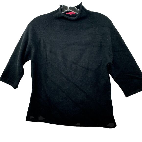 Ruby Tuesday Womens Soft Pullover‎ Size M Cashmere Blend Shorter Sleeve Black - Picture 1 of 12